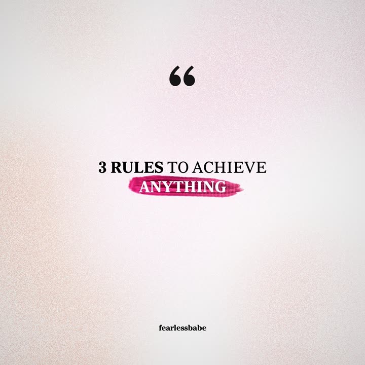 A Fearless Babe card: “3 rules to achieve anything”, the last word on a pink brush stroke, on a soft pink and lilac gradient